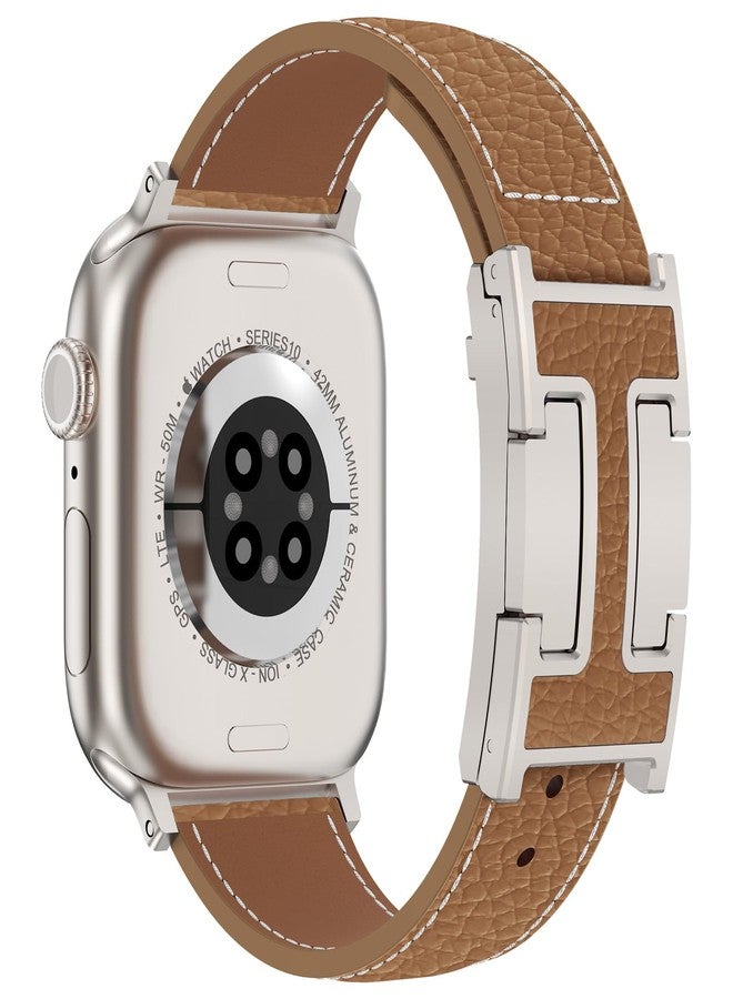 CHANCHY Leather Magnetic Watch Band Compatible with Apple Watch Bands 40mm 38mm 41mm 42mm 44mm 45mm 46mm, Top Grain Leather Dressy Band for Women Men iWatch Ultra SE3 Series 11/10/9/8/7/6/5/4/3/2/1 - Image 1